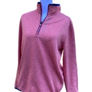 Vineyard Vines Women's Pink 1/4 Zip Pullover – Navy Blue Trim – Size Large